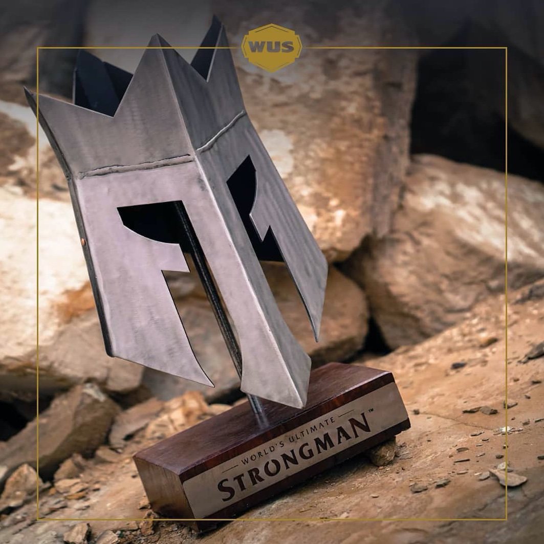 Its here, World's Ultimate Strongman 2019 1st  place trophy. A gladiator 'crown' for the world's ultimate title in collaboration with our strongest partners <a href="/ReignBodyFuel/">Reign Body Fuel</a> #reignbodyfuel #beastinthemiddleeast #WUS2019