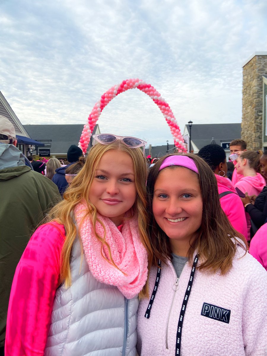 Two of the girls that walked in the Making Strides Against Breast Cancer Walk today! DONT FORGET our SENIOR night game is TOMORROW at 6:30 on the turf under the lights! Come out and show support for all our seniors!