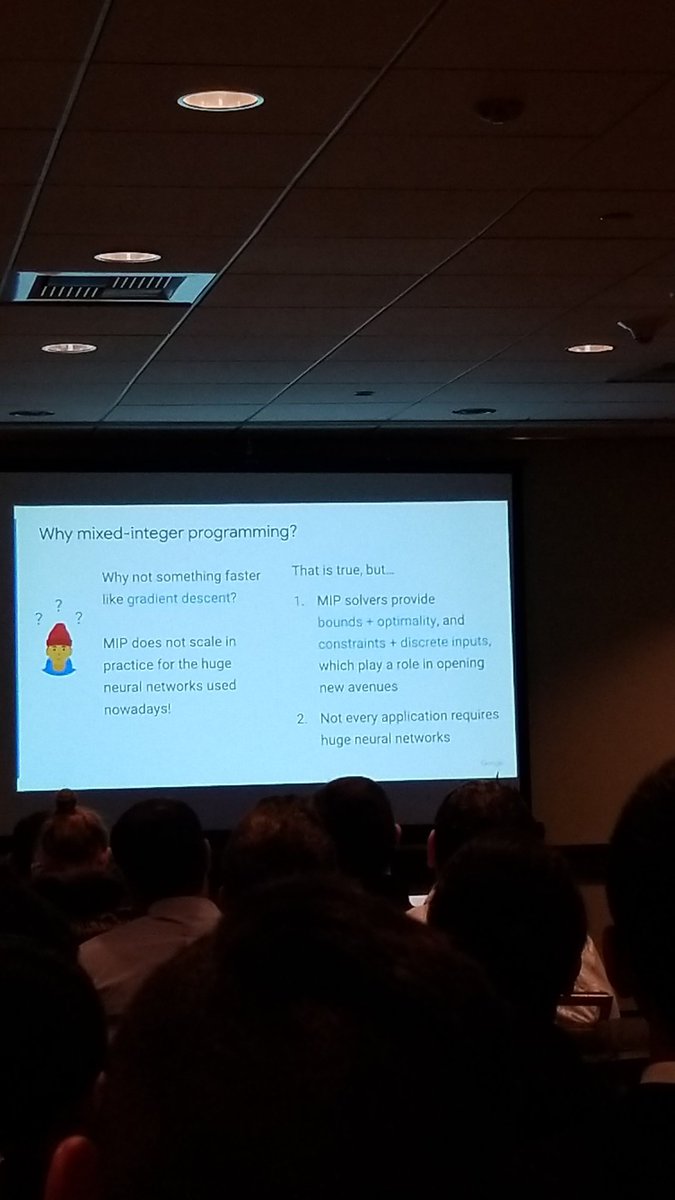 CMU_INFORMS's tweet image. Christian Tjandraatmadja making sure why MIP should be used for Neural network optimization #MonarchsOfMIP #orms #informs2019 #CMUInformsAlumn