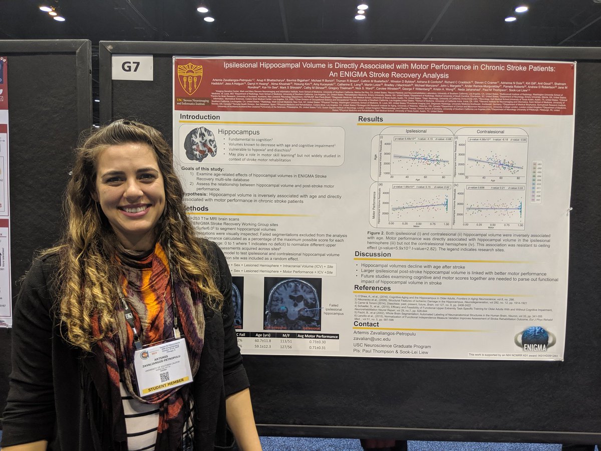 Come check out NPNL's Artemis Zavaliangos-Petropulu at her #SfN19 poster on ipsilesional hippocampal volumes and motor performance after stroke using @enigmabrains data at poster G7! @zavalian1 @USCLONI @Neurosci2019