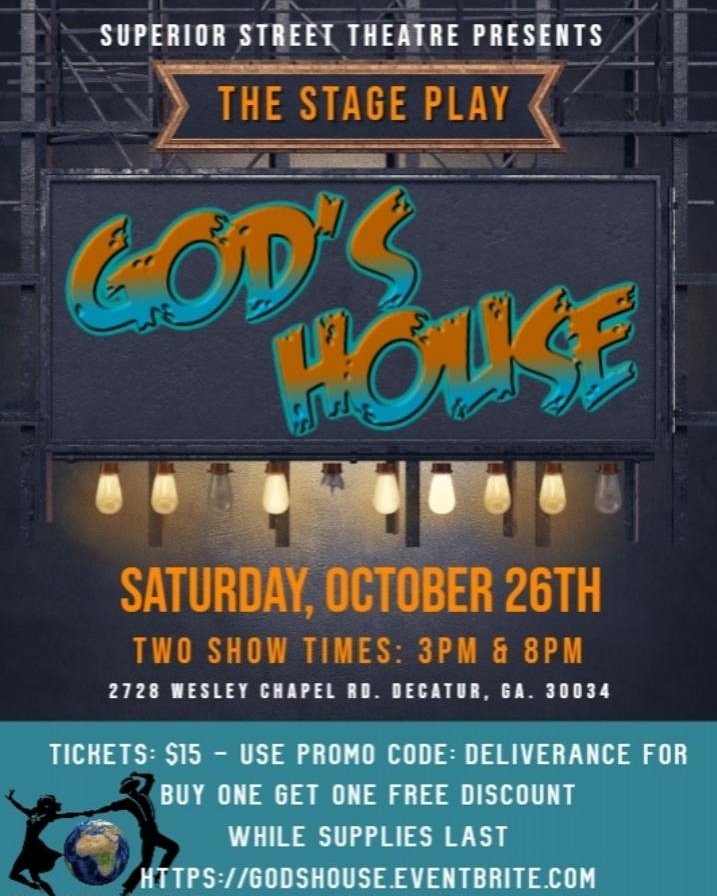 Songbird_MissK's tweet image. 🚨🚨🚨 #PerformanceAlert  10/26/19 The original play. Come out to see what's its all about! Hope to see you there with a friend or 2...
*Get 2 for one with promo code 'deliverance' eventbrite.com/e/gods-house-t…