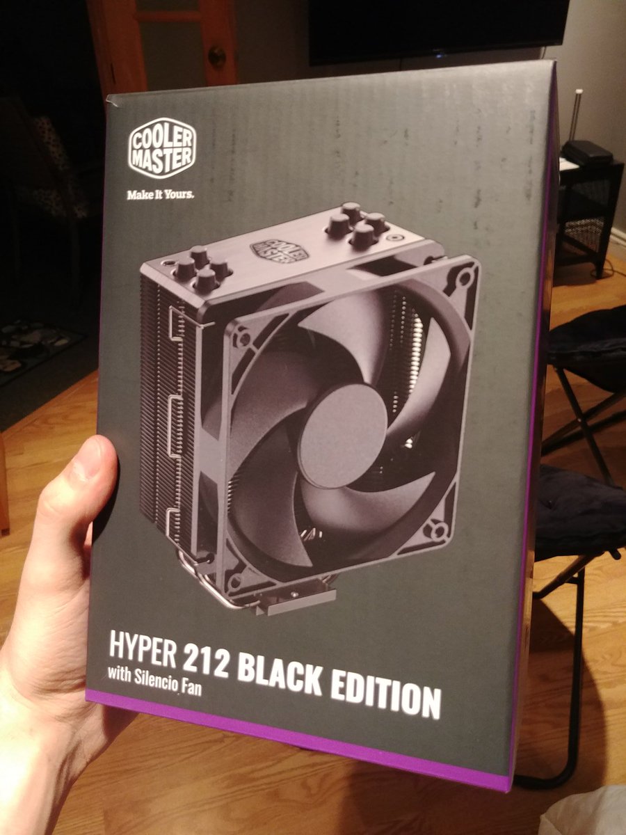 SSJ_Daiki's tweet photo. The legend is back! Obtained myself on the way the Hyper 212 Black Edition with silent fan for my CPU! Really worth the price and it made my PC rockin' again ^^ #coolermaster #coolermastergaming #cpucooler #gaming #twitch #cpu #LegendIsBack #HiroIsBackOnHisFeet https://t.co/AFwMD57Gwt
