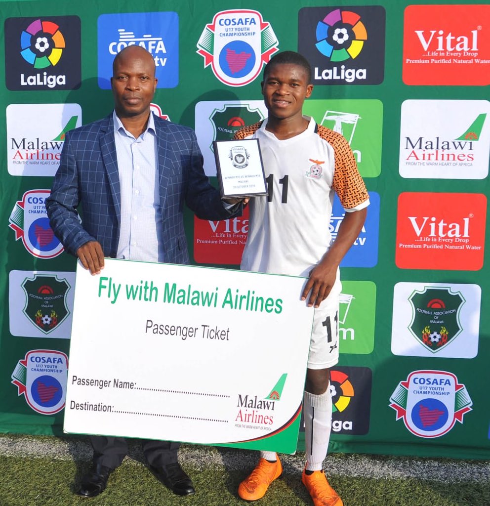 COSAFAMEDIA's tweet photo. COSAFA U17 YOUTH CHAMPIONSHIP 
Mozambique 🇲🇿 0-2 🇿🇲 Zambia
Man of the Match 
Joseph Band from Zambia who was a thorn in the Mozambican defense!
Congratulations!

#MOZZA

#COSAFAU17  #COSAFATV https://t.co/Xqg1EGYezS