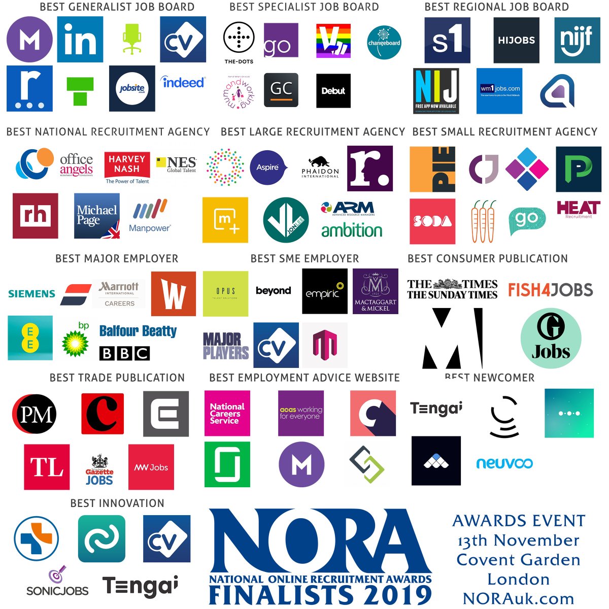 Why not play along with our judges, and choose your favourites for this year's NORAs from our handy office wall chart? 
#TheNORAs