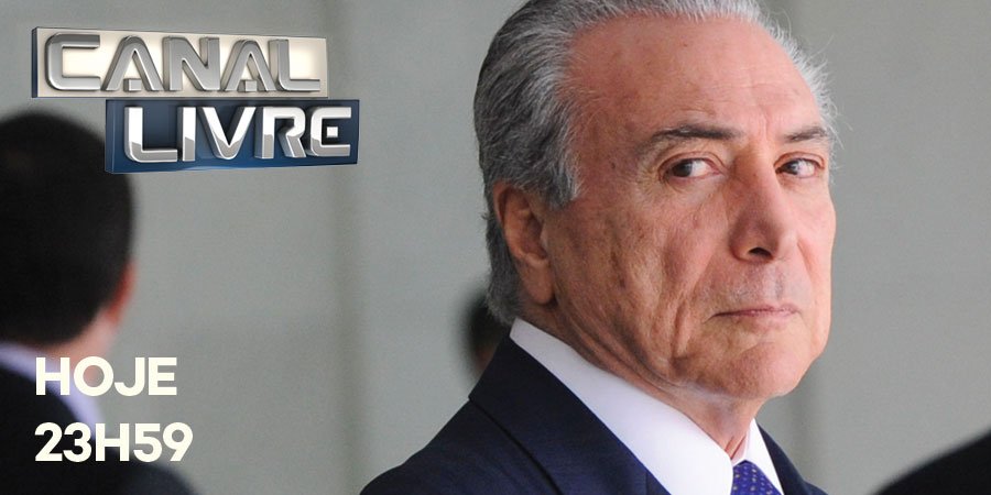 BandJornalismo's tweet photo. O ex-presidente @MichelTemer é o convidado do #CanalLivre deste domingo (20). O programa vai ao ar à meia-noite, com apresentação de Rafael Colombo. Participam também os jornalistas @fernandomitre e @Oinegue, além do cientista político @fernandoschuler. #TemernoCanalLivre https://t.co/gRIFFPs10s