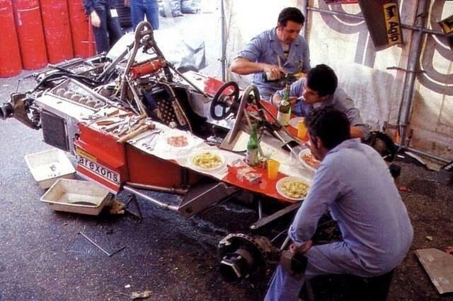 So this still happens now right?  The Ferrari team have a working lunch. 1977.