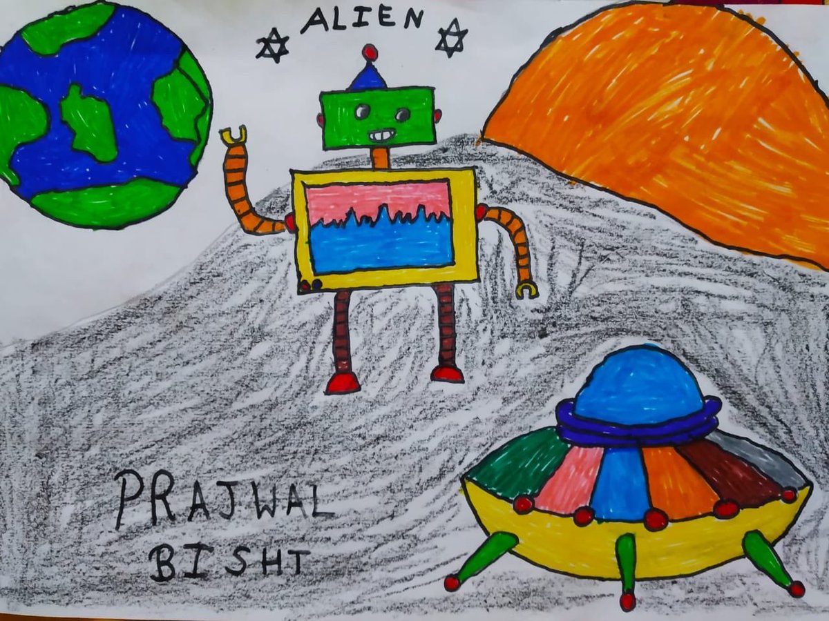 dineshbisht17's tweet photo. Prajwal’s Painting- The Moon-Gateway to the stars.
@Spacian, #SpaceIndia, #worldspaceweek2019, #worldspaceweek, #WSW2019 https://t.co/g2TrZc7t5b
