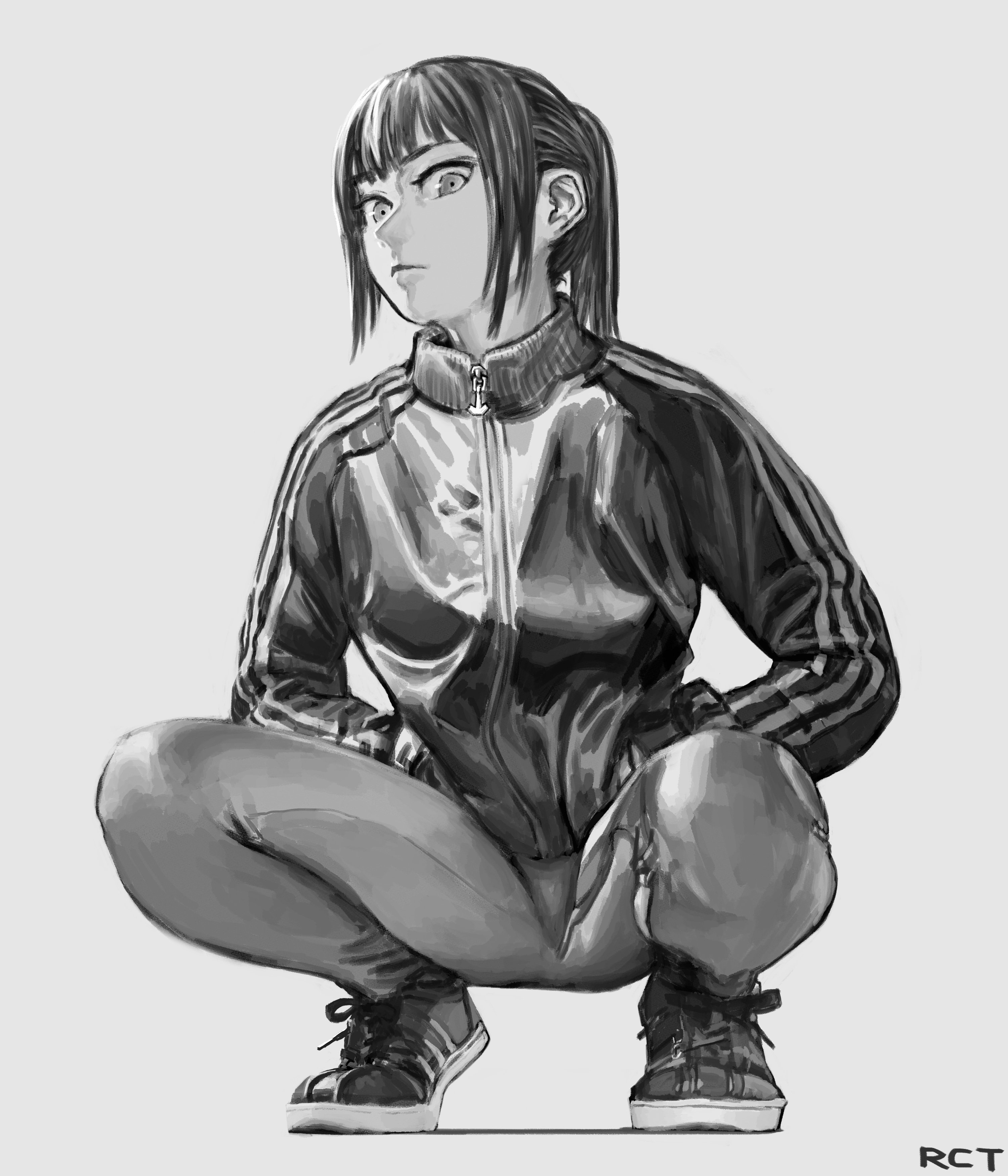 赤核木 Rkgk イラスト 女の子 しゃがむ ポニーテール スポーツ ジャージ レギンス レギンスパンツ ズック T Co Fk3gnkxriw Twitter