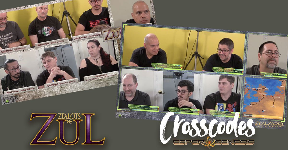 ZealZaddy's tweet photo. GAMEDAY! Follow us on Twitch & watch our #EsperGenesis #Crosscodes game at 1:00 EST & Zealots of Zul #DnD at 6:00 EST. https://t.co/7OFm2vACAS
#RPG #TabletopRPG #TTRPG #roleplaying #dungeonsanddragons #5e #Crosscodes #scifi #fantasy #ZealotsofZul https://t.co/6ERPVOEYGF