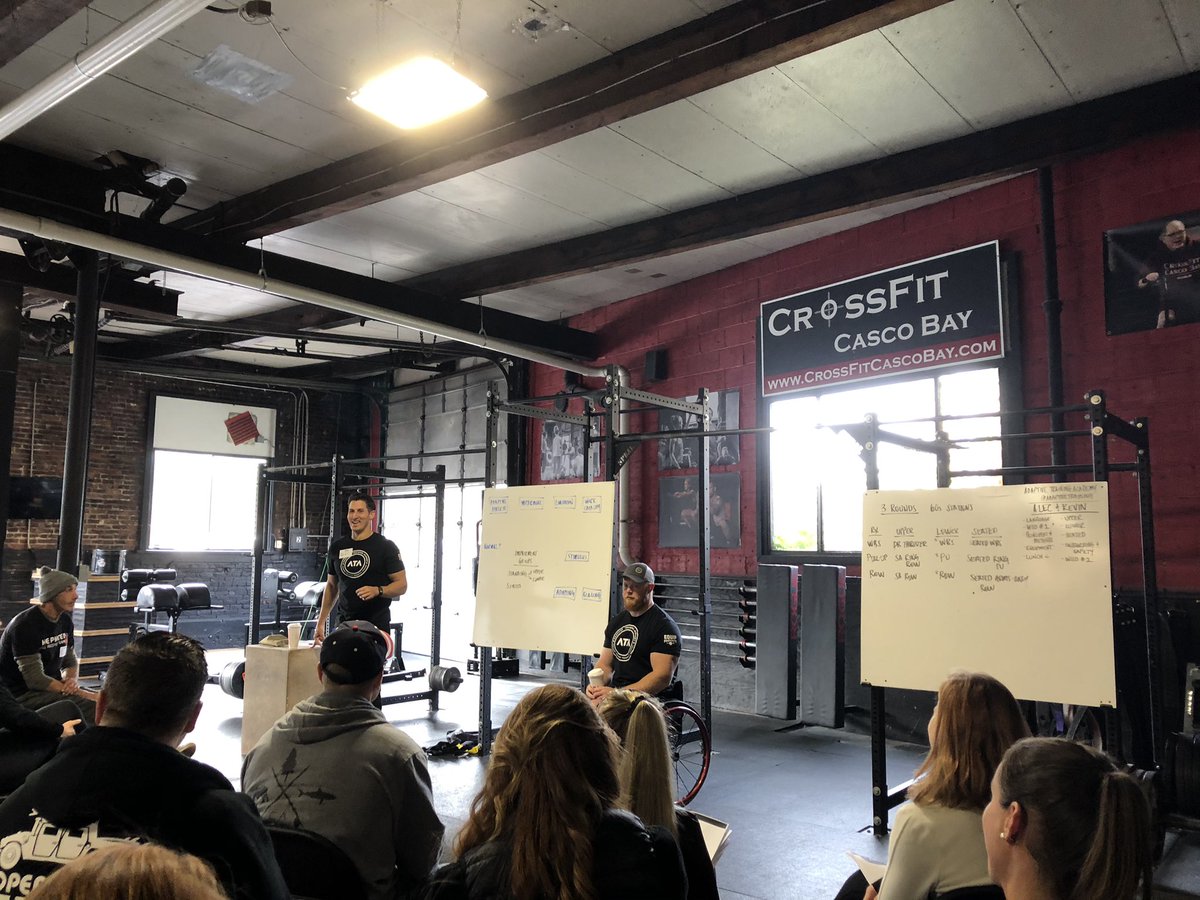 AmyWestMD's tweet photo. Kicking off the #adaptivetrainingacademy Functional Adaptive Training Course- learning how to adapt functional fitness to task-accomplishment based exercise programs for adaptive athletes #adaptiveathlete @CrossFitHealth @CrossFit @wheelwod @KevinOgar #physiatry #adaptivesports https://t.co/wAFGq11mKg