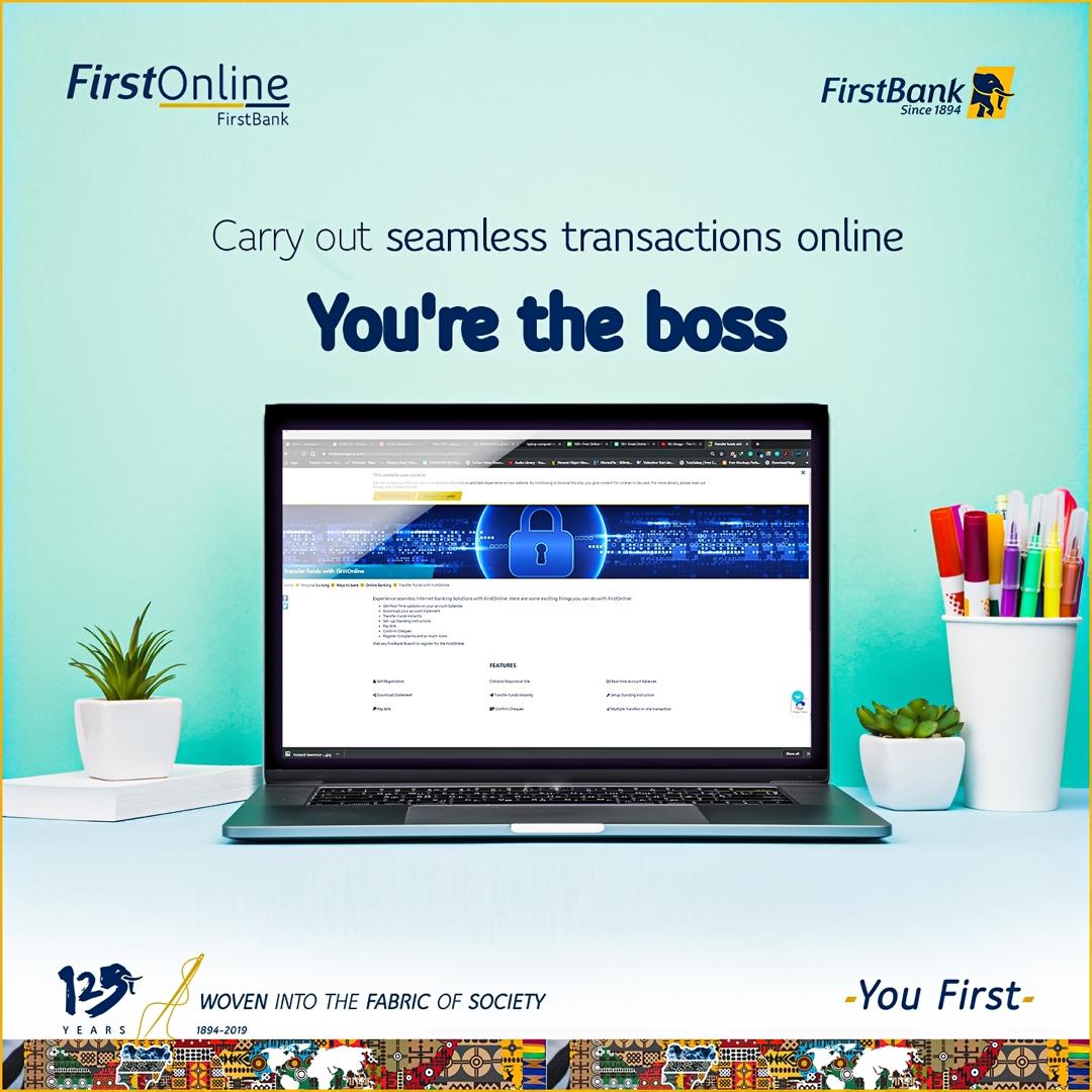 FirstBankngr's tweet photo. Carry out your transactions online. Click link to use now: https://t.co/J8TvIeur9Y #FirstOnline #YouFirst https://t.co/JDQ9SMeMLx