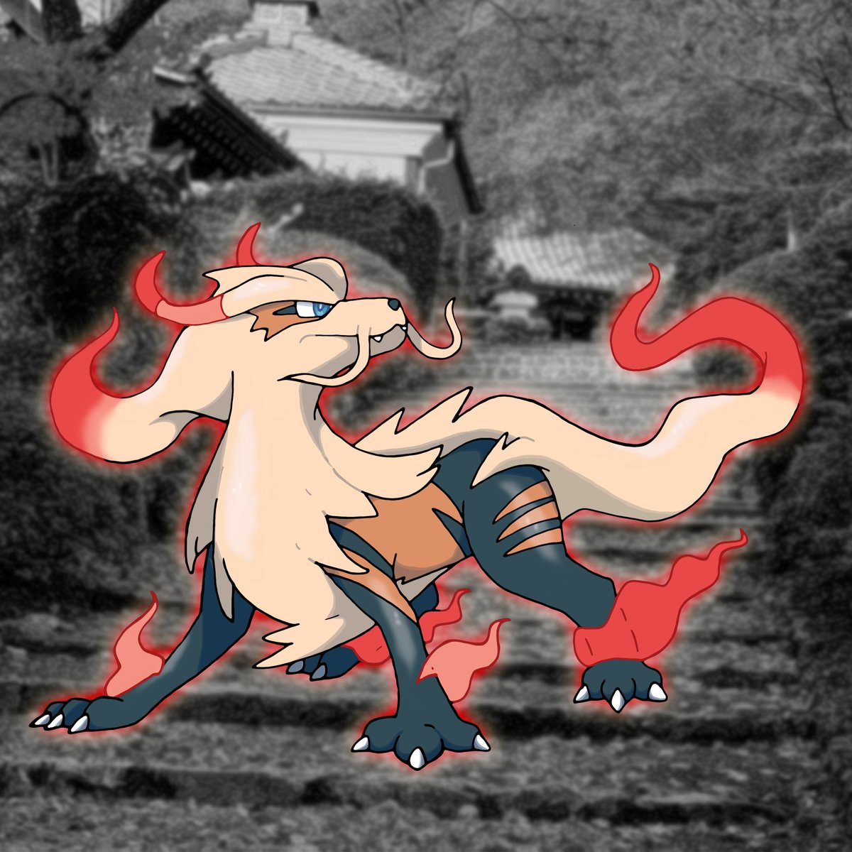 ScptFakemon's tweet photo. ⛩️Mega-Arcanine⛩️

🔥🐲Fuego/Dragón🐲🔥

Hab: Regia presencia.

"Su cuerpo, ahora más delgado y aerodinámico, le permite correr a una tremenda velocidad la cual le hace imperceptible. Es capaz de controlar la temperatura de sus llamas."

#PokemonSwordShield #arcanine #pokemon https://t.co/iRsd9uKnyX