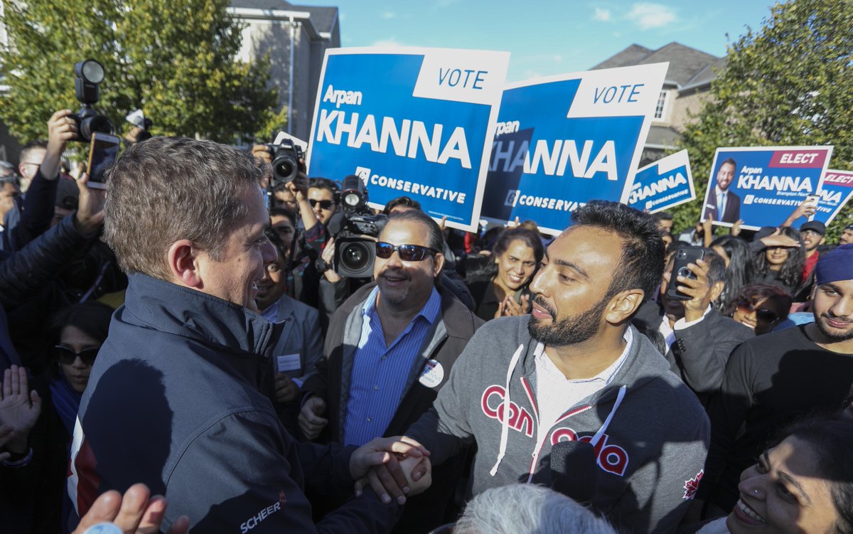AndrewScheer's tweet photo. There's nothing more Canadian than playing street hockey and hearing someone yell "Car!" I joined our candidate @ArpanKhanna yesterday and spoke with a great group of people in a Brampton neighbourhood about our plan to help you get ahead! 🏒 https://t.co/qy9B7Fw43B