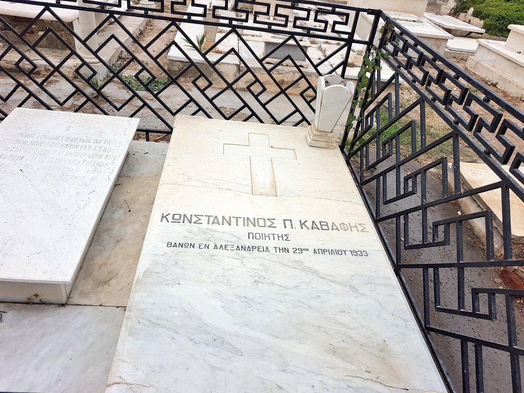 zahraaawd's tweet photo. The grave of Constantine Cavafy at the Greek Cemetery in Alexandria during my visit of today 

#Alexandria 
#Cavafy #greekcemetery
#greekalexandria 
#nostos 
@CCavafy https://t.co/V2NQ33QGN5