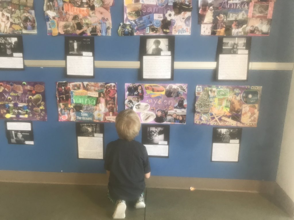 JaclynVasko's tweet photo. Exploring and honoring the work of our peers. Exhibition morning had us in aw! #thepowerofcommunity #kidsthrive #pbl #sharingwork #curiousminds @Design39Campus https://t.co/bko1BT6xHM