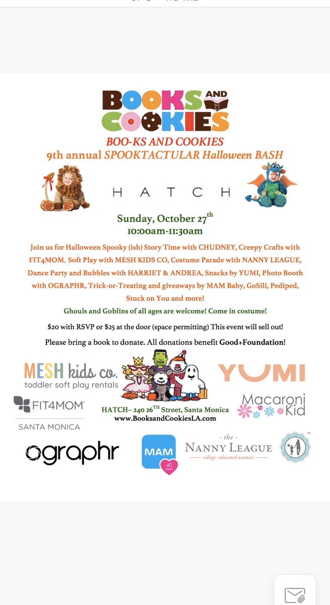 Just a little over a week till our BOO-KS AND COOKIES 
9th annual SPOOKTACTULAR Halloween BASH at <a href="/HATCHcollection/">HATCH Collection</a> Brentwood!
RSVP Here: hisawyer.com/books-and-cook…