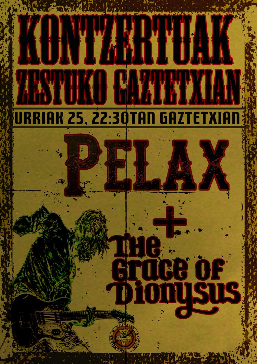 zestoako's tweet photo. Urriak 25 22:30 tan #Pelax ta @GraceOfDionysus Gaztetxian!!! 🔥🔥🔥 https://t.co/wIMtGbAzUD