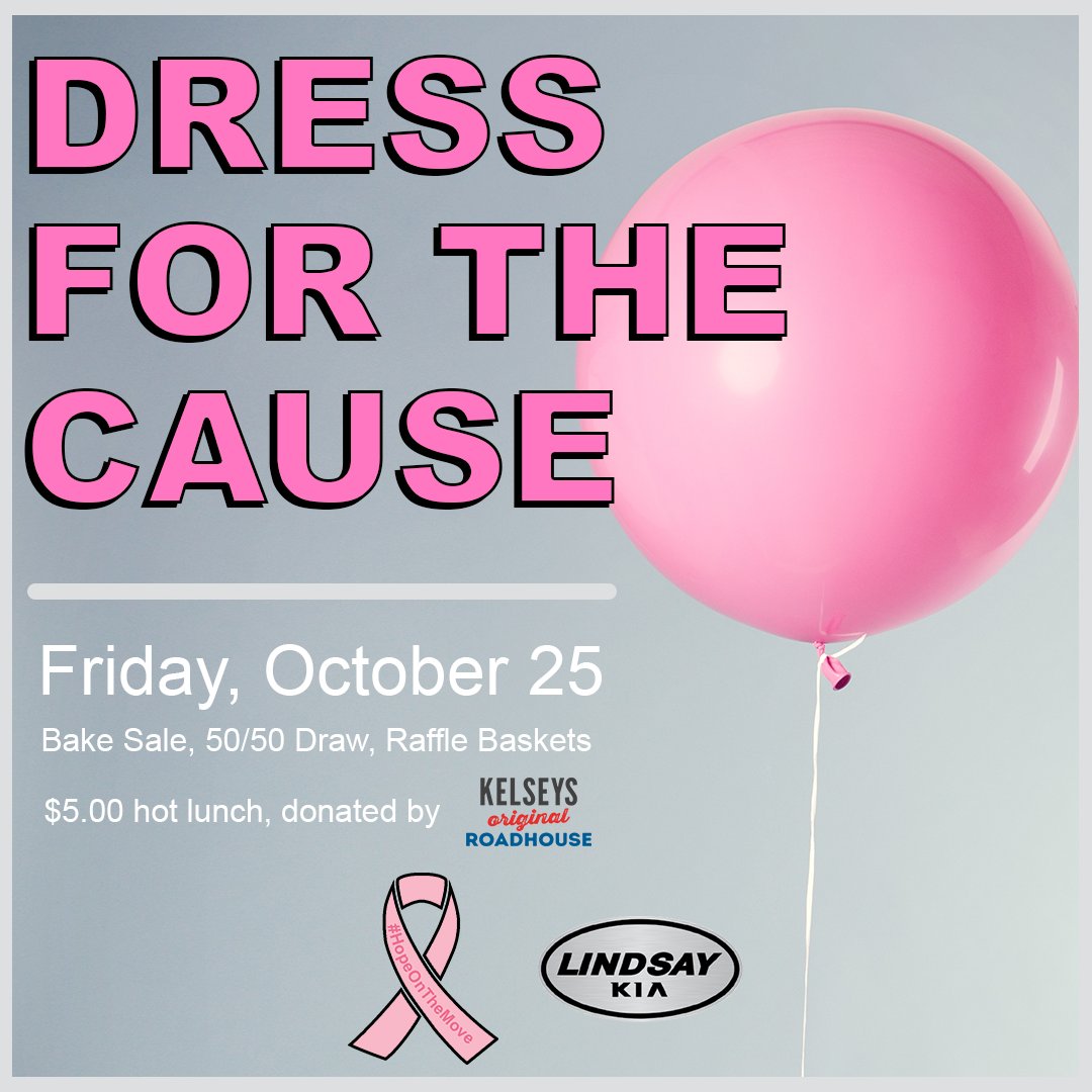 LindsayKIA's tweet photo. On Friday, October 25th we are pleased to be joining @LindsayBuickGMC for a fun day in support of the Breast Cancer Society of Canada. Hope to see you there! #DressForTheCause #HopeOnTheMove #breastcancer #breastcancerawareness #lindsaykia #kawarthas #kawarthalakes @BCSC https://t.co/JMVcyDH1Ib