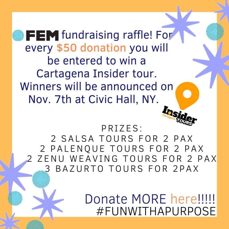 femcolombia's tweet photo. Do you want to have the perfect excuse to come to #Cartagena? You have 9 chances to win a @CartagenaInside experience. Just give 50usd or more at https://t.co/S3I2BMv5Om and you will enter the draw. See you in #nyc! #donate #repost #share https://t.co/Nu4LxIMBaO