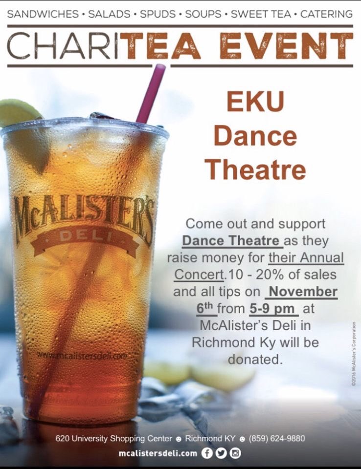 EKUDance's tweet photo. Mark your calendars! We’re doing another McAlister’s night on November the 6th! https://t.co/iWhKRCc2vn