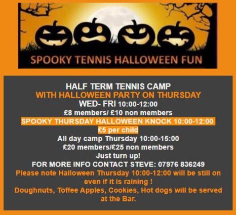 stephen richards (@blooooobird69) on Twitter photo Half term spooky tennis at Bridgend lawn tennis club Half term spooky tennis at Bridgend lawn tennis club