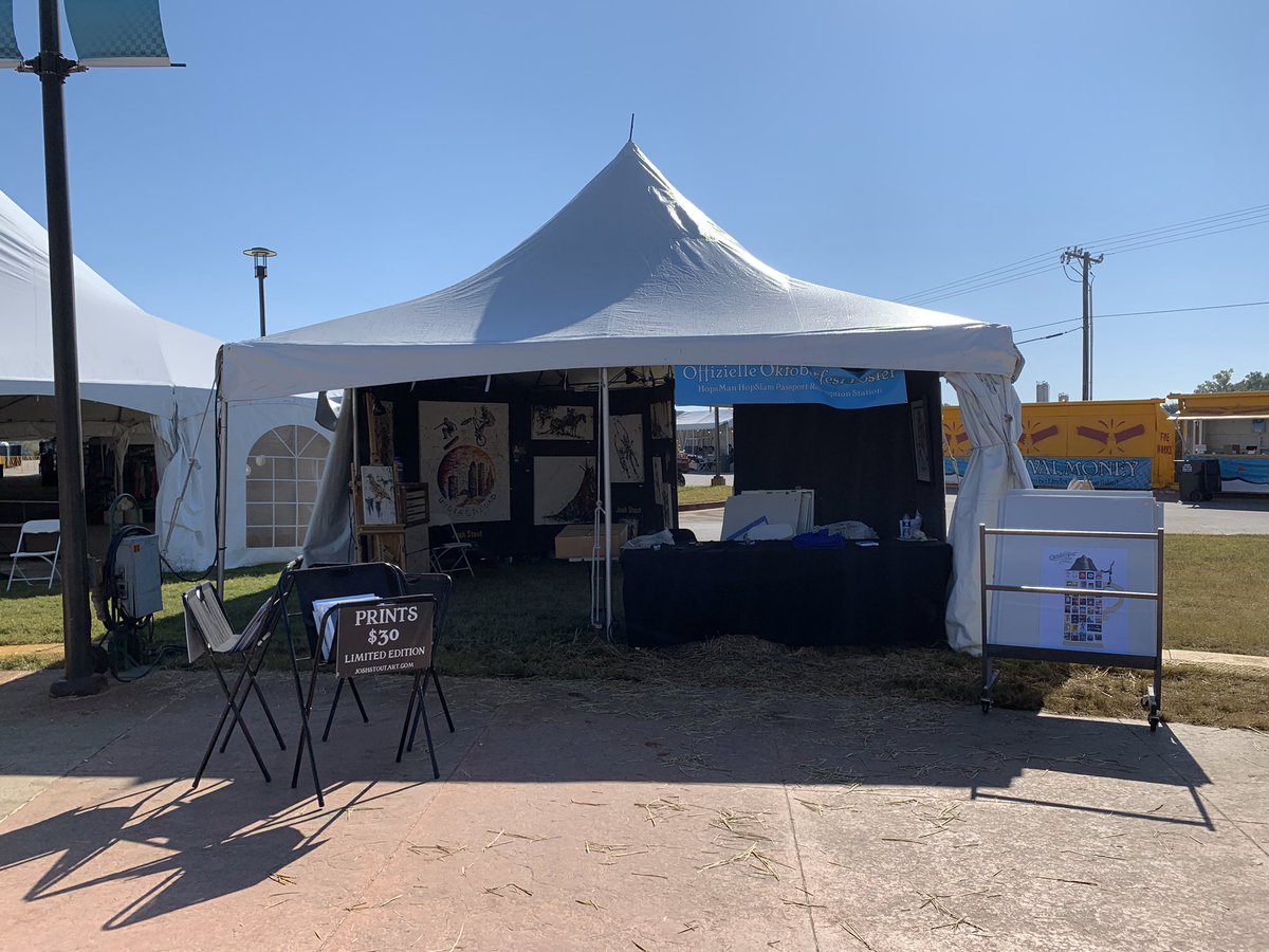 realSEHardwick's tweet photo. Last day! @OktoberfestTUL is open from noon to 6pm - be sure to stop by the #posterzeldt in front of the #markthaus to say hi, pick up your official 2019 #LindeOktoberfestTulsa poster, and meet the artist, Josh Stout! https://t.co/FZPRytOICb