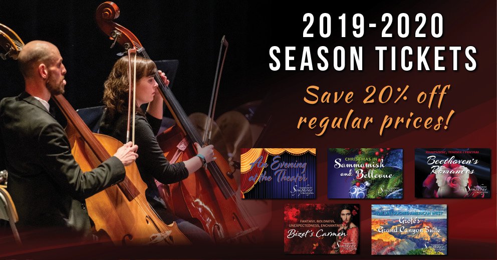 Today's the last day to buy a Sammamish season tickets package! Purchase in person at Eastlake Performing Arts Center when you come for our 2pm concert. Bellevue season ticket packages are still available online until Nov 1 at bit.ly/2VY2HVm.