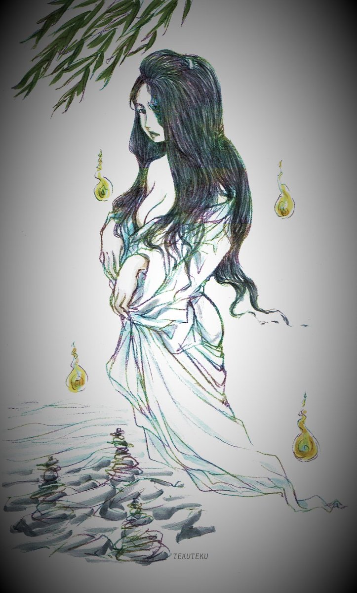 Tekuteku Ar Twitter あかりの日 ﾋｭ ﾄﾞﾛﾄﾞﾛ あかりなら お一つ お化け ではなく お分けいたしましょうか Illustration オリジナルイラスト 幽霊 お化け イラスト好きな人と繋がりたい