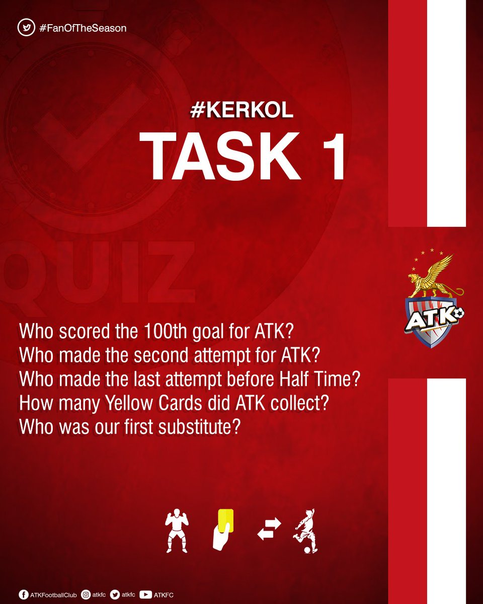 mohunbagansg's tweet photo. The #ATK #FanOfTheSeason kicks off!
Here is the first task. Send in your replies all the questions in the comments below.
Remember to use #FanOfTheSeason in your replies.
 
#KERKOL #AamarBukeyATK #BanglaBrigade https://t.co/A2IrUUl0Sy