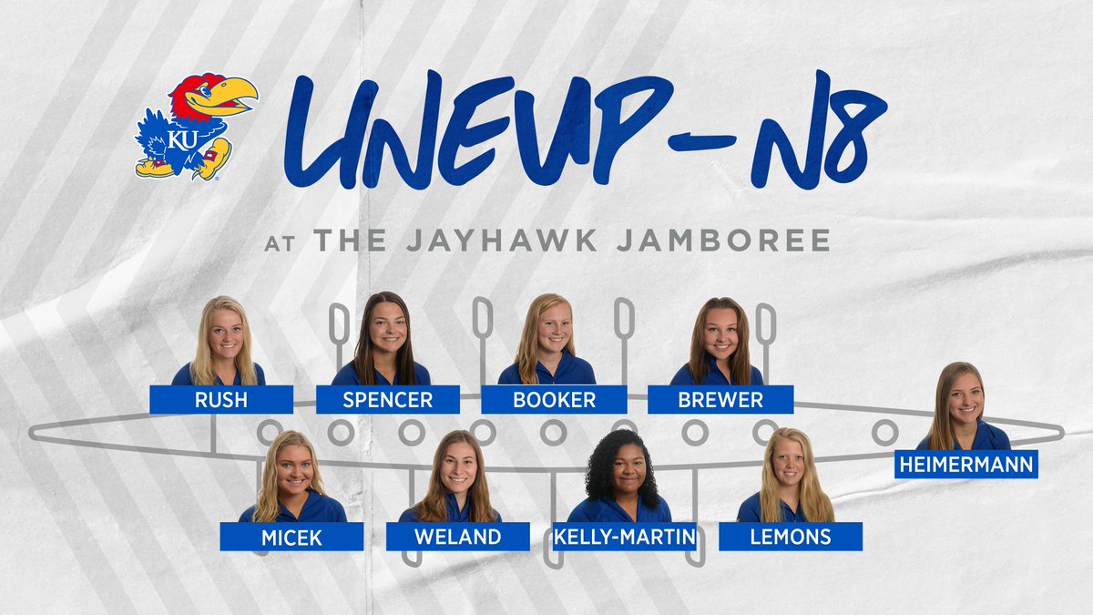 KU_Rowing's tweet photo. The next race for KU will be the Novice 8+!

Here's who is the boats for the Jayhawks.

#RockChalk https://t.co/u7GpLnCM2I