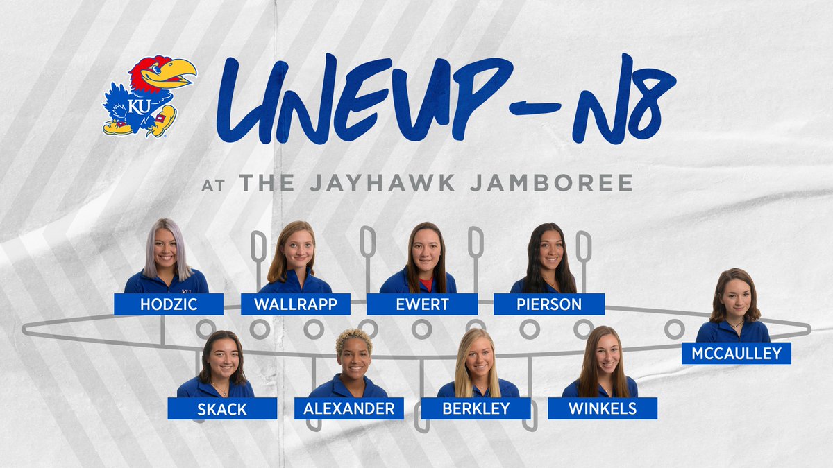 KU_Rowing's tweet photo. The next race for KU will be the Novice 8+!

Here's who is the boats for the Jayhawks.

#RockChalk https://t.co/u7GpLnCM2I