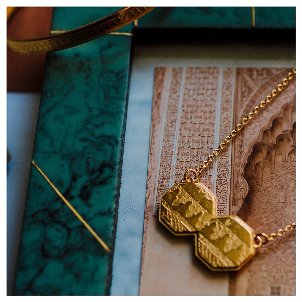 _GMcGuinness's tweet photo. @TheoPaphitis My jewellery is inspired by travel &amp; maps of special places. Using an acid etching technique I apply patterns from my own photography &amp; use map designs to create personalised pieces. A lot of my pieces have been inspired by my trips to India and Marrakech. #SBS https://t.co/5GJoBW8u04
