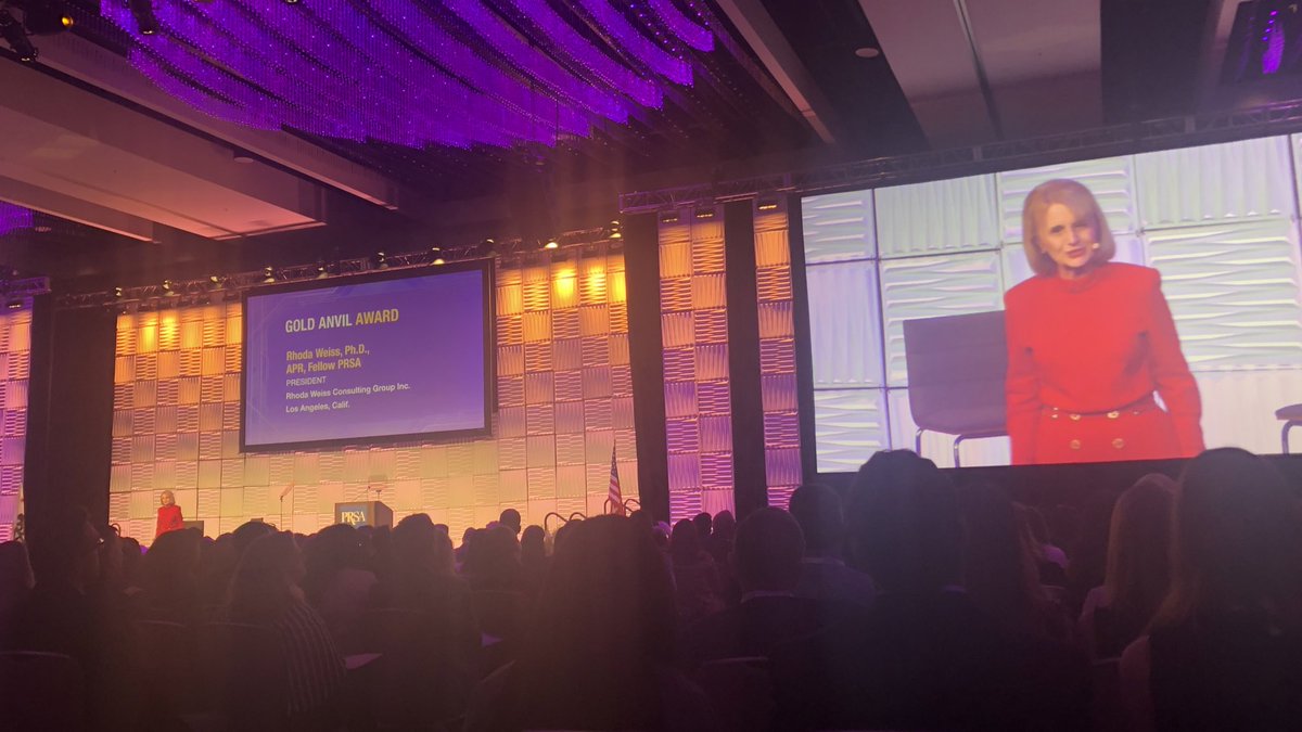 StormPRSSA's tweet photo. “I don’t understand why we’re called practitioners. Can we just drop it? We don’t practice, we do.”

Congratulations to the PRSA Gold Anvil Award winner Rhonda Weiss! #PRSSAIS #PRSAICON https://t.co/zJk96GG2We