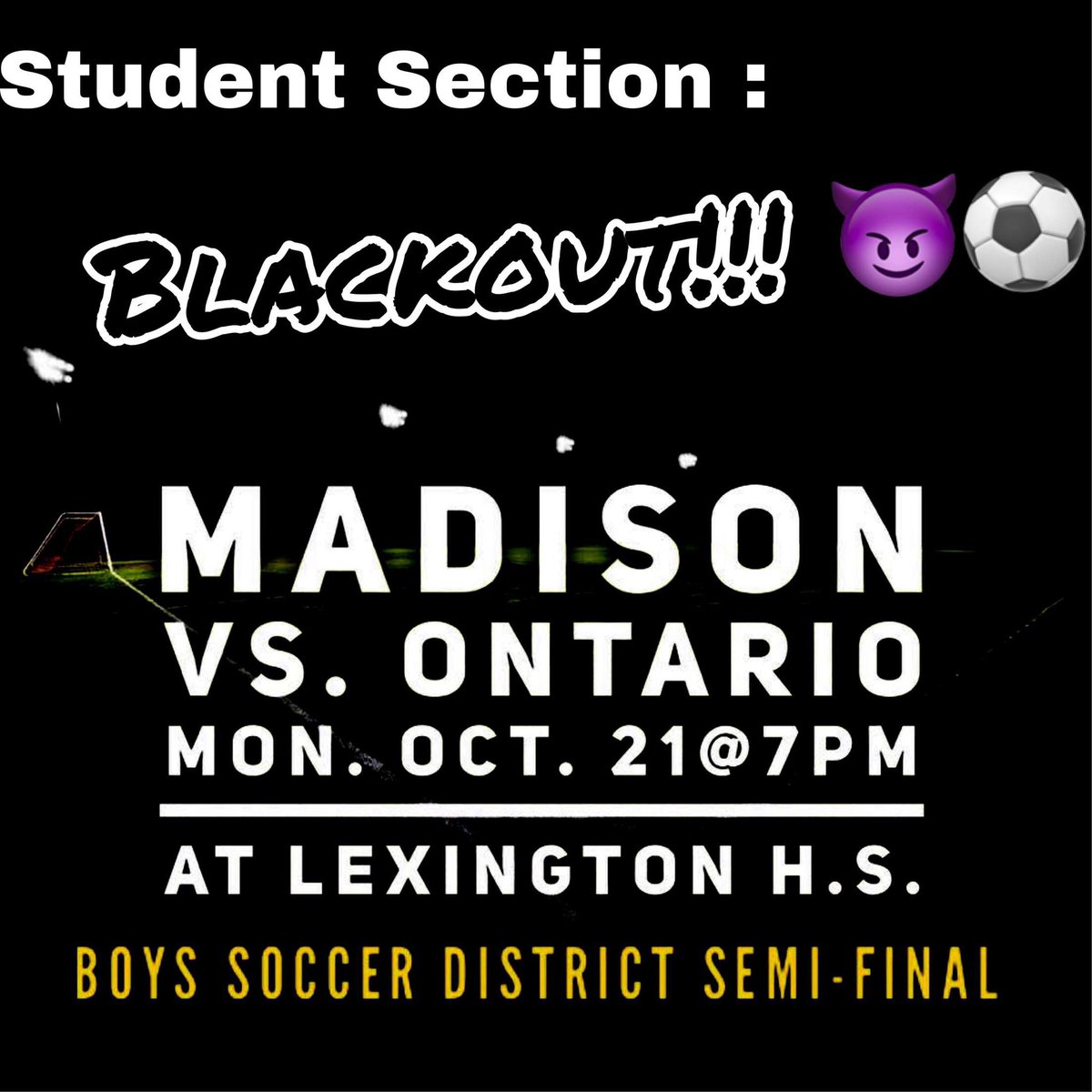 🚨🚨come support the boy soccer team tomorrow at lex wear your black🤩🤩