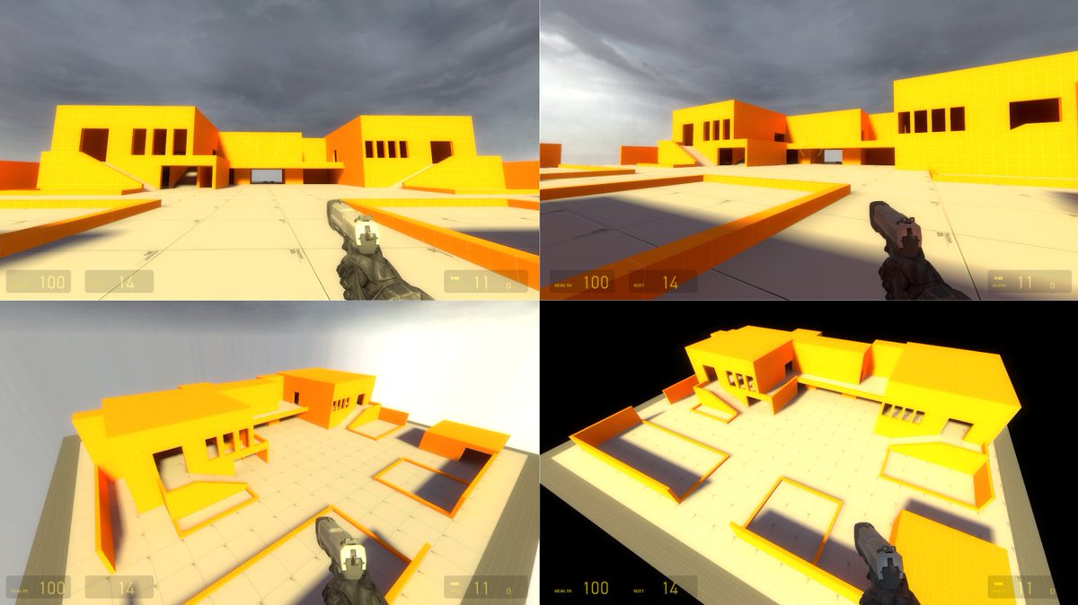 notimetoulose's tweet photo. Have been playing around with Hammer lately. Trying different things related to scale and size. Trying to nail some architectural shapes in place #Blocktober .
#leveldesign #halflife2 #Sourcesdk https://t.co/4mfqhXBH4p