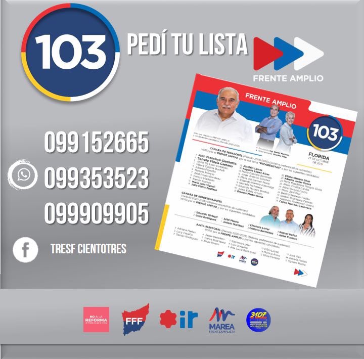 Pide tu #lista103 la lista de los frenteamplistas con identidad floridense #ahoraLaOlaFloridense