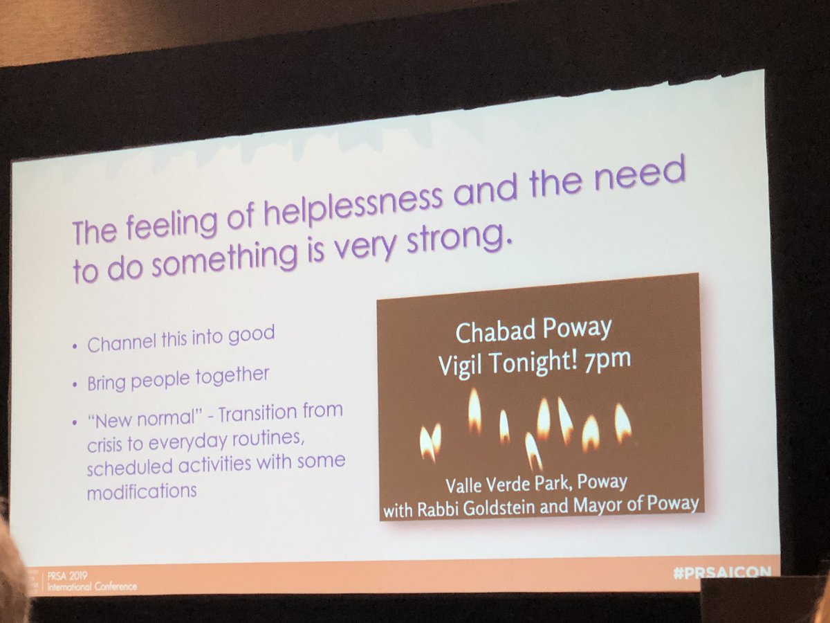 tonitenille's tweet photo. So glad that @PRSA held this session! I live in San Diego & this is a tragedy that is near and dear to all of us locally. Thank u 4 sharing all the sensitivities that #PRpros need to consider, not just related to the shooting, but to the religion & culture. #PRSAICON #powaylove https://t.co/m12pZqnP2y