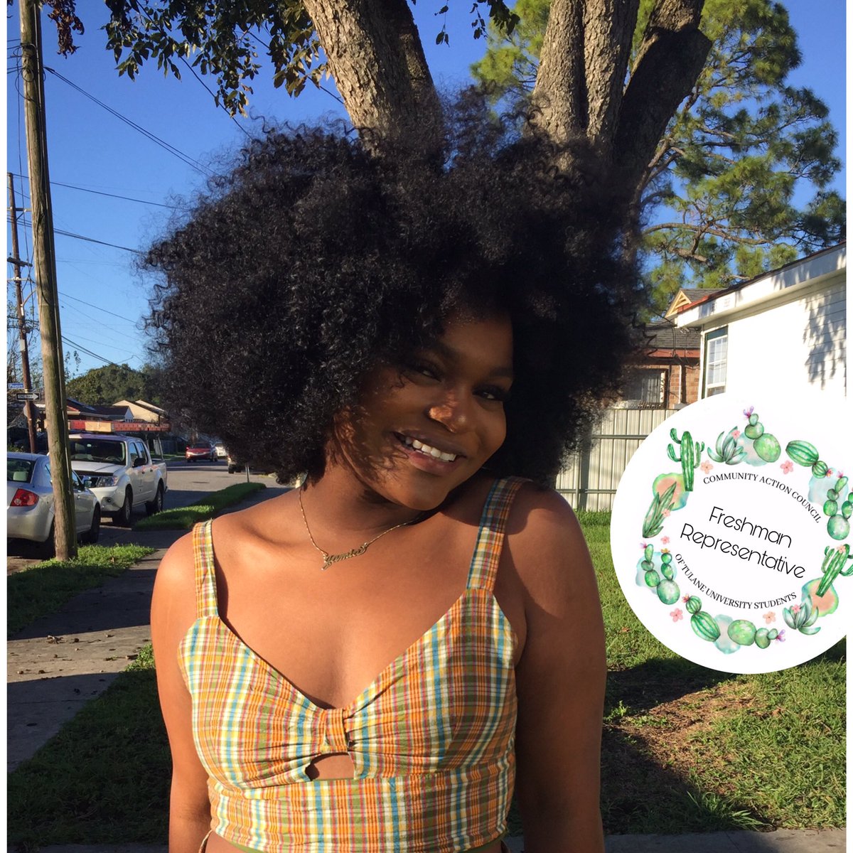 TulaneCACTUS's tweet photo. #GetTUknow the CACTUS board!
Jamia Brown is a freshman representative from New Orleans. She is a major in Gender and Sexuality Studies and a minor in Africana Studies on a Pre-Law track. She enjoys cooking, dogs, and writing.
#service #tulane
CACTUS: We Do Service. https://t.co/hGYATTUWdG