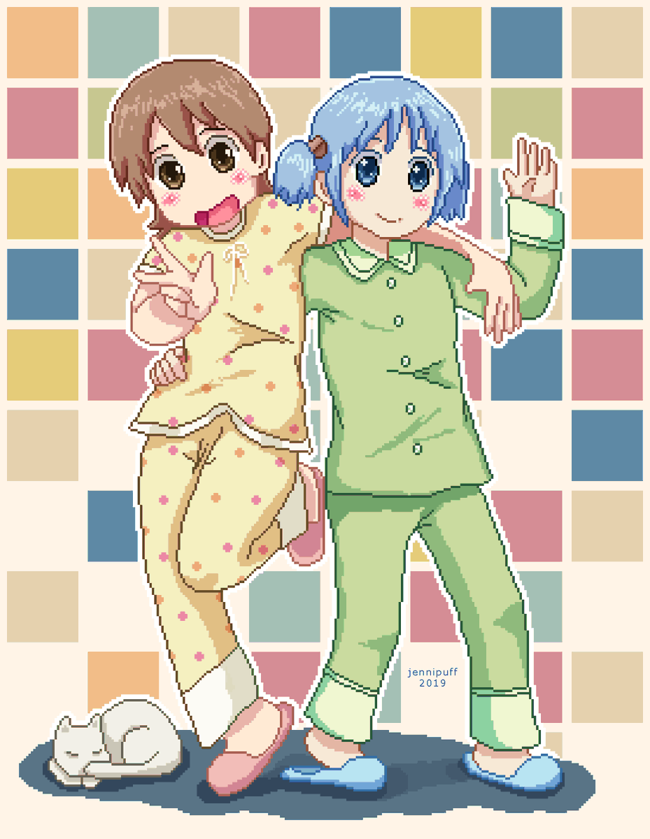 Get Jennipuff On Twitter Pajama Party W With A Cat Nichijou Free HD Get Wallpaper Jennipuff On Twitter Pajama Party W With A Cat Nichijou For iPhone Free