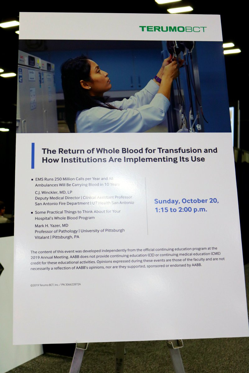 SouthTexasBlood's tweet photo. Deputy Medical Director of SAFD shows how San Antonio is saving lives by returning the use of whole blood for transfusion! Thanks to local partners like @SATXFire and @STRAC for the Brothers in Arms program 🏩🚑🚒🚁 #AABB19 https://t.co/6zY48lNO7k