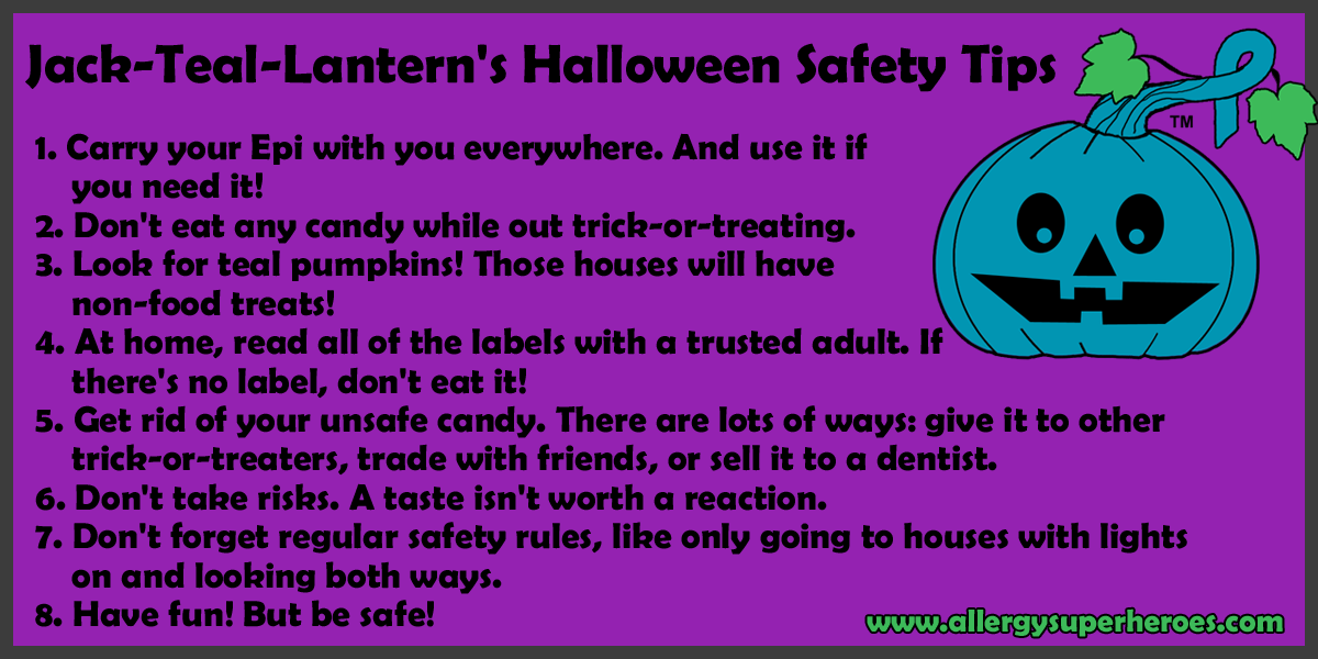 allergyheroes's tweet photo. Remember Jack-Teal-Lantern's rules for a safe #Halloween!
https://t.co/px1F5L6lIi
#FoodAllergy #FoodAllergies #TealOrTreat #TealPumpkinProject #TrickOrTreat #KeepItTeal #TealGhost https://t.co/ND3YURaEvC