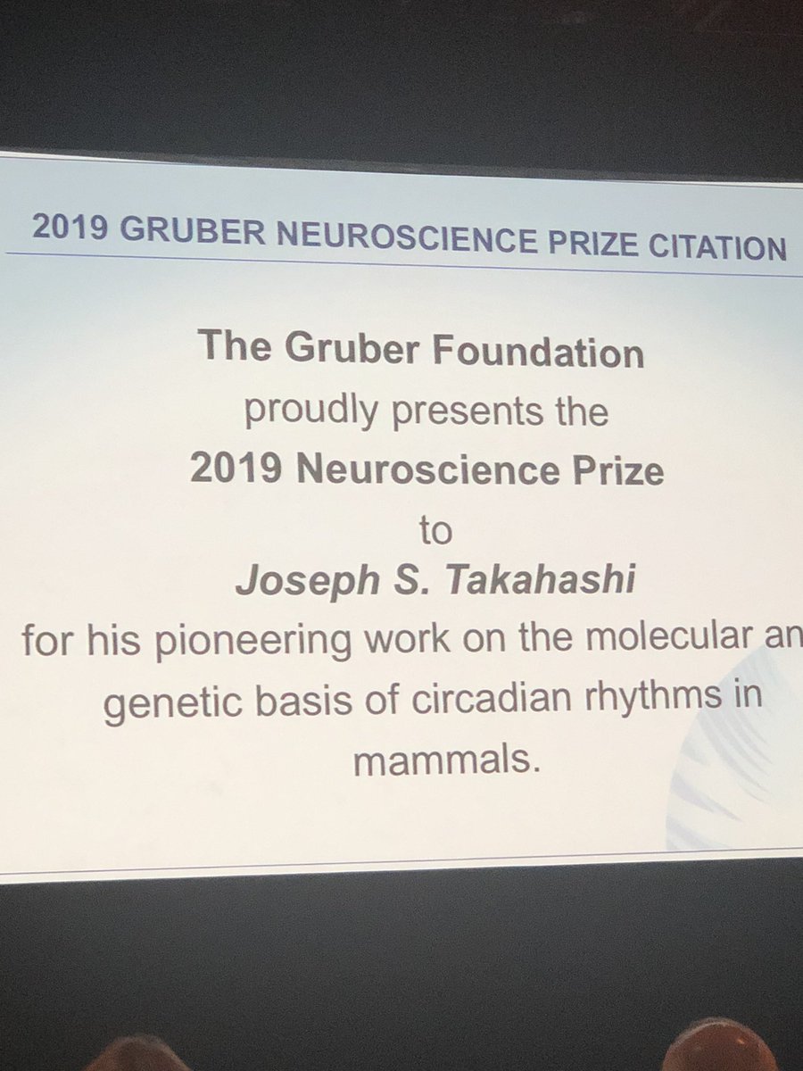 BillDauerNeuro's tweet image. Joe Takahashi receiving the Gruber Award #sfn2019 #utswbrain.  CONGRATULATIONS JOE!!!!