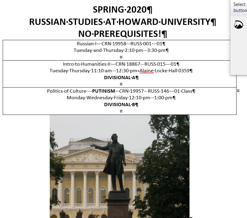 boricuaslavist's tweet photo. Join the Spring 2020 edition of #BISONSLAVIST at @HU_COAS , featuring FIRST SEMESTER RUSSIAN, and a special seminar on PUTINISM. Best of all, #NOPREREQUISITES ! https://t.co/mm58gtB4An
