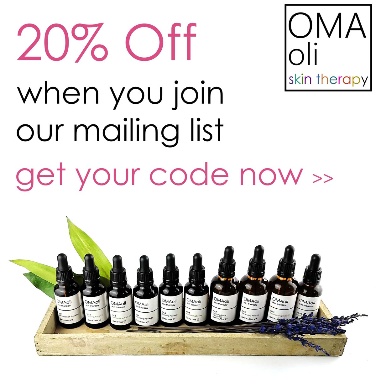 Get a 20% welcome discount code to use in our online store when you join our mailing list.

Just go to omaoli.co.uk/join-our-maili… and enter your email address, you will then receive your discount code by email to use at our checkout.

#OMAoli #skintherapy #discountoffer #discount