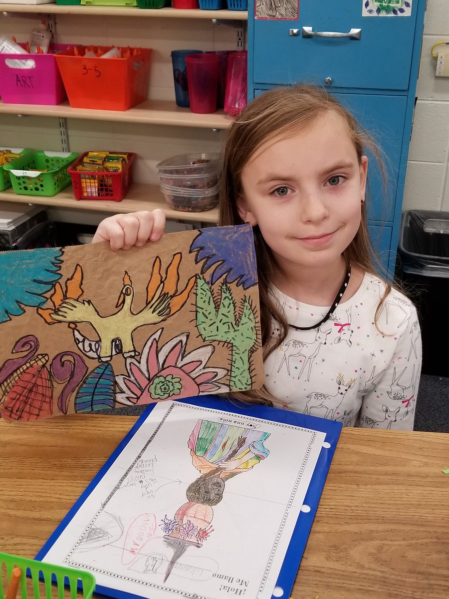 numbr1daughtr's tweet photo. Awesome Mexican amate paper artwork done by 4th graders at Vance Elementary. #HispanicHeritageMonth #TheACSWay https://t.co/2gwby1ni2C