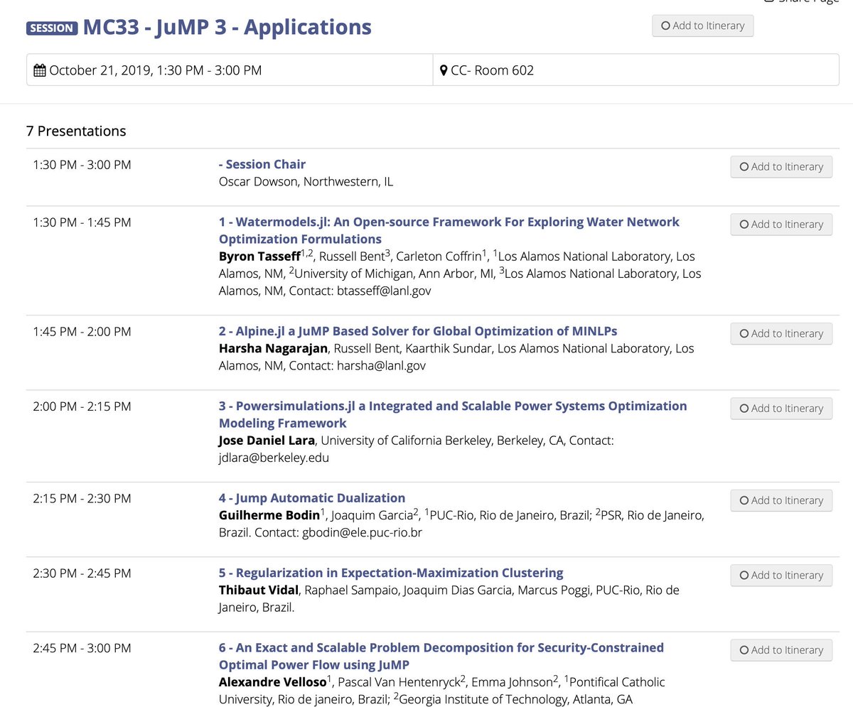 NagarajanHarsha's tweet image. Looking forward to present at #informs2019&apos;s JuMP session on Alpine.jl (github.com/lanl-ansi/Alpi…) tomorrow from 1:30pm to 3:00pm. 
@JuMPjl @JuliaLanguage #julialang