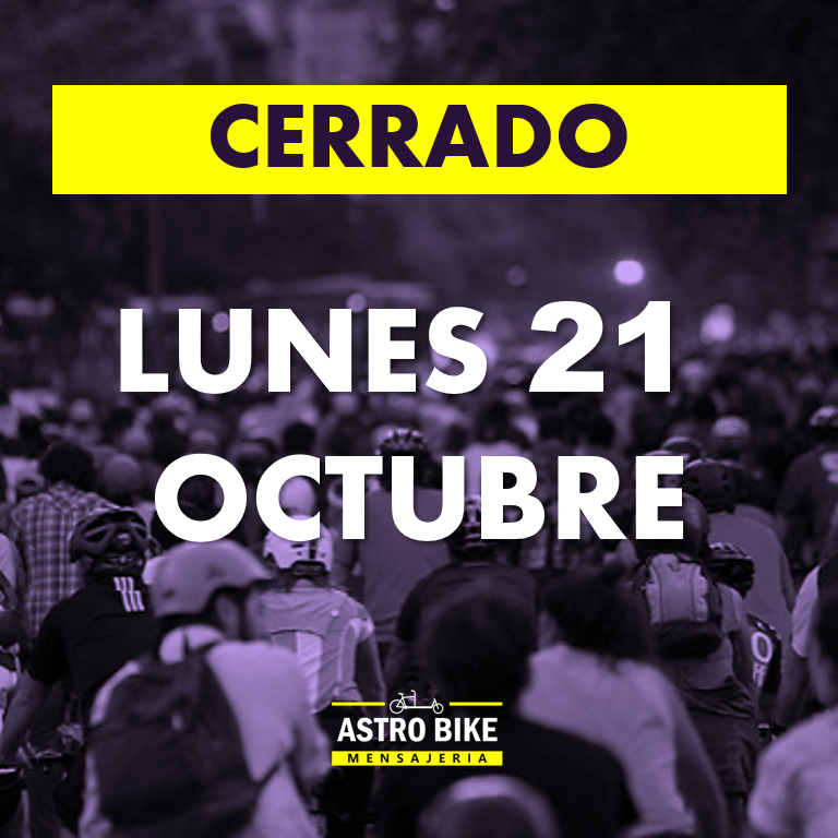 astrobikecl's tweet photo. Estimad@s amig@s y clientes, frente a la contingencia en Chile, mañana no atenderemos. Esto no es sólo una medida de seguridad para nuestros mensajeros si no también llamado a la reflexión y una forma de apoyar las demandas sociales

#astrobike #bicimensajeria #paronacional https://t.co/eQ0fFHqHQo