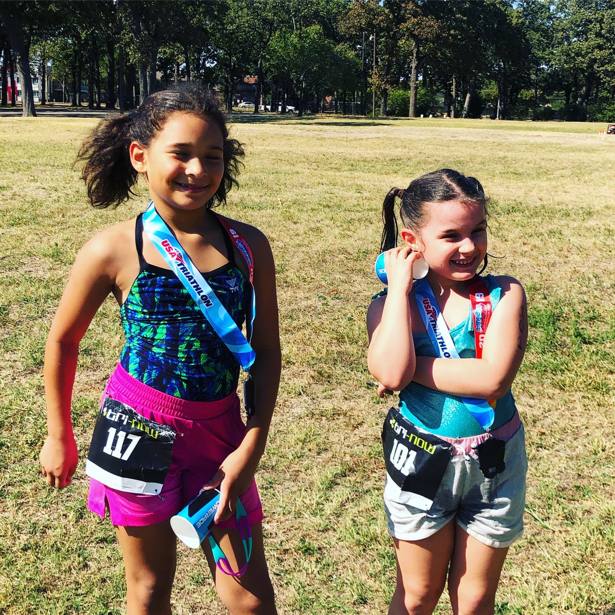 Yeah. These two completed multi sport race today 🏊🏻‍♀️ 🏃🏽‍♀️