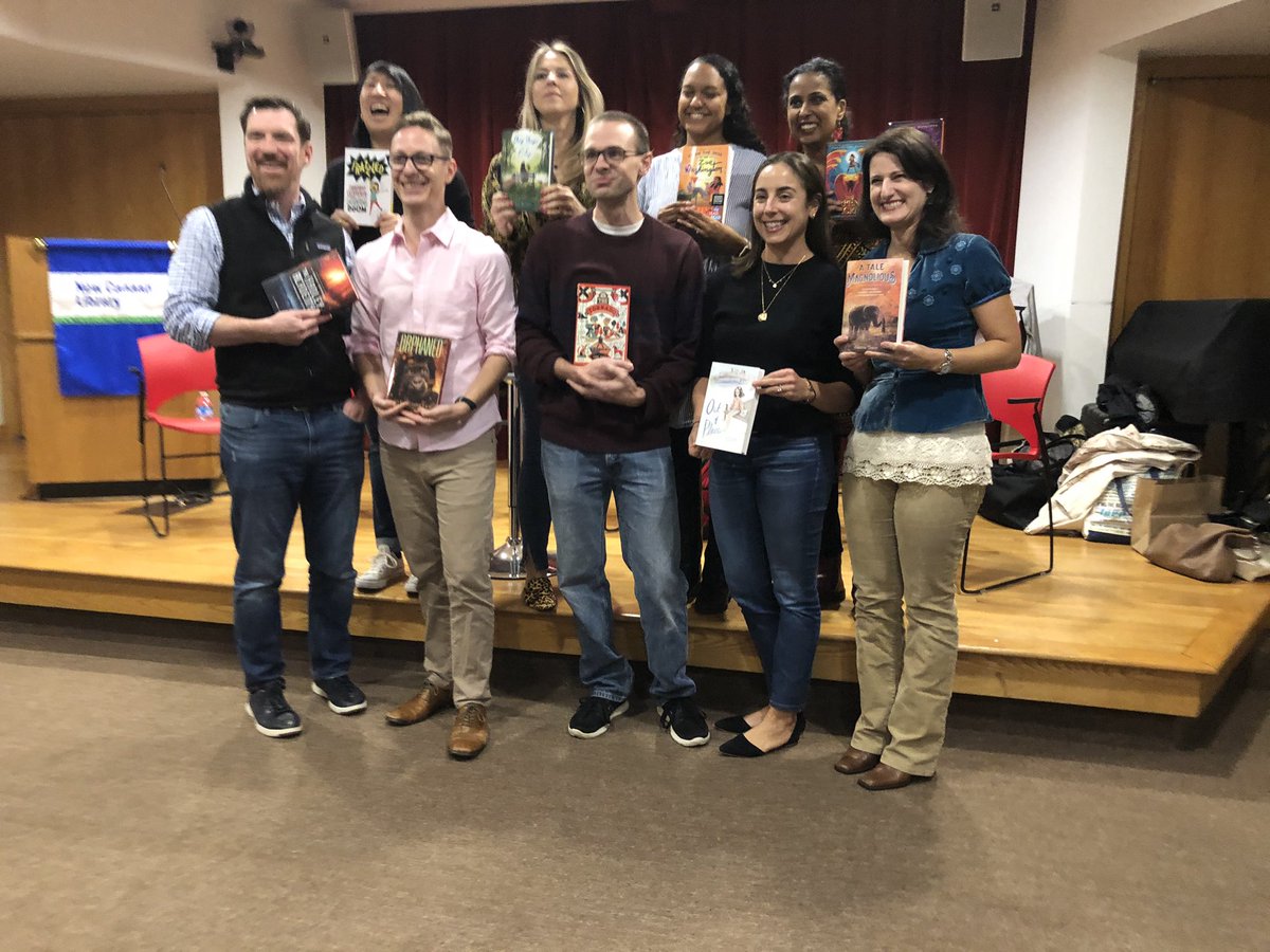 What a great day of #mglit fun and book talk with @JanaeMarksBooks @EliotSchrefer @JBurtBooks @jblecher @conorgrennan @thebookiv @Sayantani16 @Jodi_Kendall at @NewCanaanLibr with @ElmStreetBooks! #kidlit #middlegrade #mgauthors