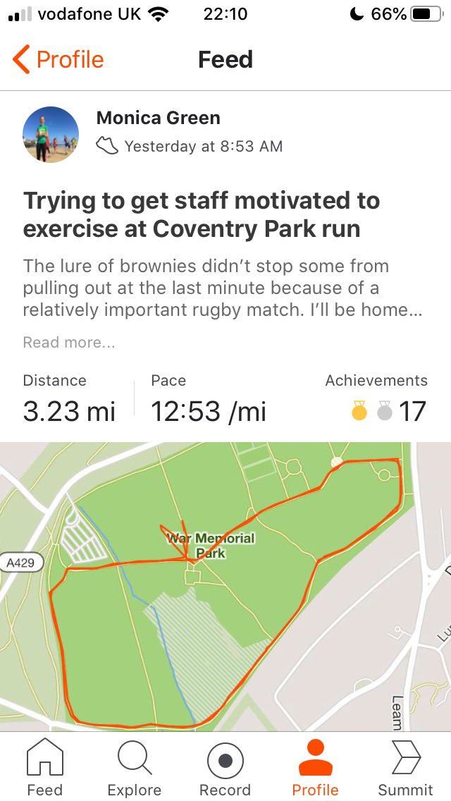 monicagreen42's tweet photo. @rcgp @parkrunUK . Lovely morning at Coventry parkrun. GP Parkrun practice! Only a few of us from Broomfield Park Medical Centre, but great team spirit! https://t.co/AeIvlIyyXY